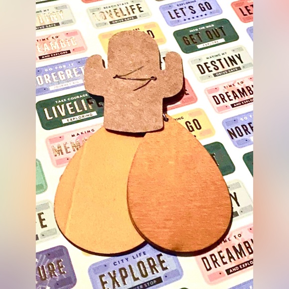 Aztec Charm Wood Earrings - Picture 3 of 3